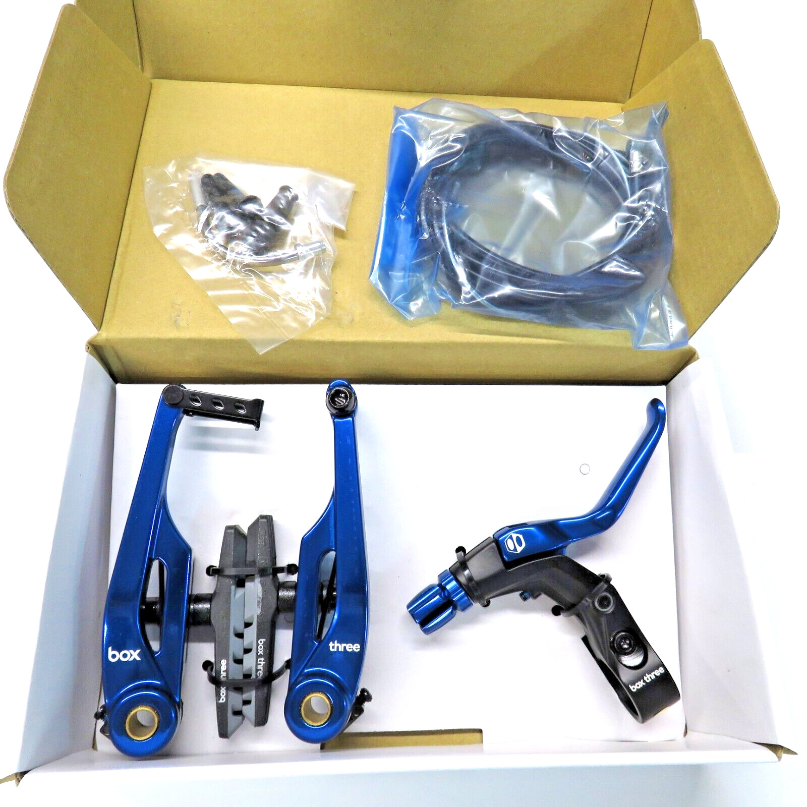 BMX V-Brake Kit BOX THREE PRO With Lever and Cable 108mm Blue
