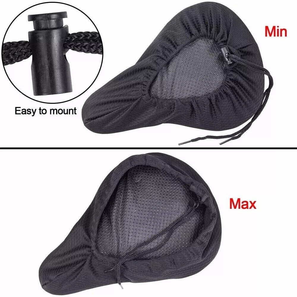 2 PCS Bike Wide Seat Cushion Cover Gel Soft Padded Mountain Bicycle Saddle Cover