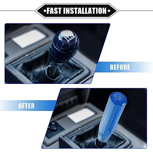 Gear Shift Knob Stick, 20cm Faux Crystal Transparent Bubble Gear Shifter Blue