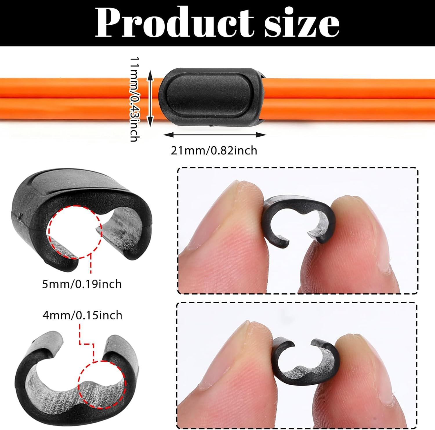 8 Pcs Bicycle Brake Cable Clips for 4mm and 5mm Housing and Hose Management