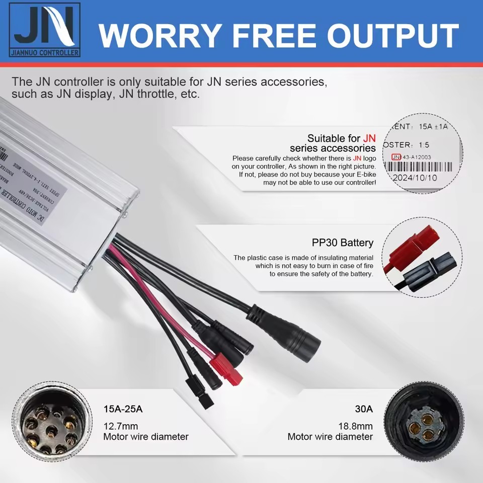 Hub Motor Controller 15A 17A 22A 25A 30A 250W-1000W 36V 48V Display E-Bike Parts