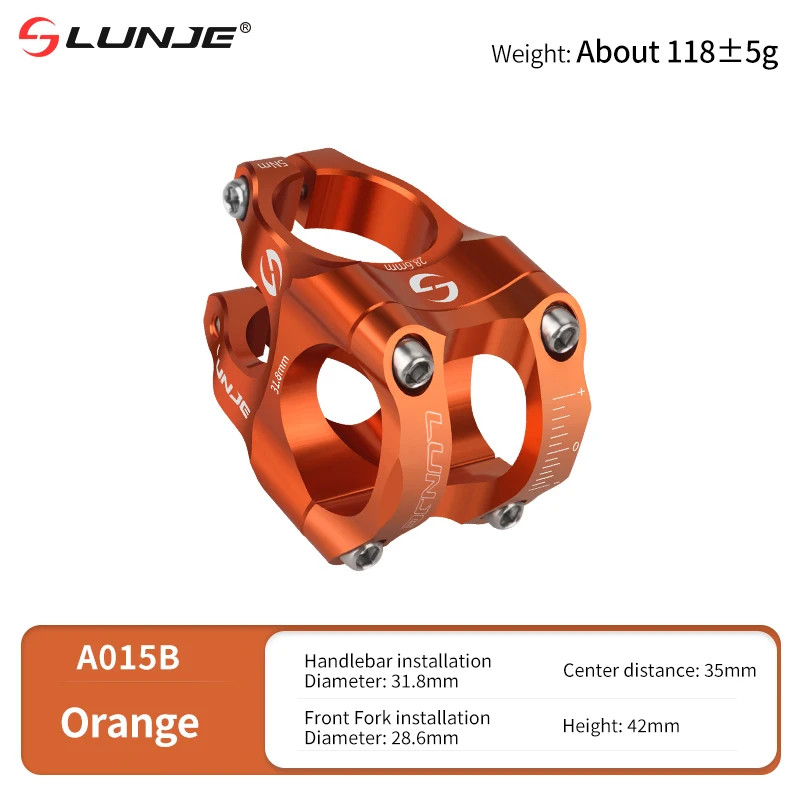 LUNJE 31.8mm MTB Bike Stem CNC Aluminum Alloy Short Handlebar Riser Road Bicycle