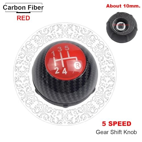 5 Speed Gear Shift Knob Sitck Head Leather Gloss Black Cap 5 speed