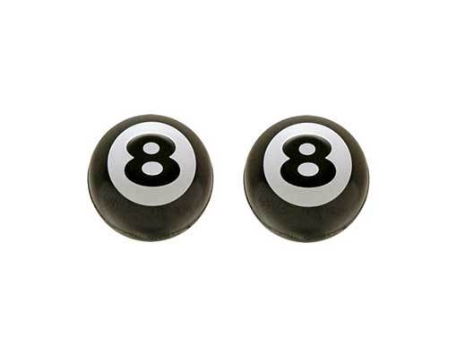 Pair Schrader Valve Caps LUCKY-8 BALL Bicycle Cars Trucks New