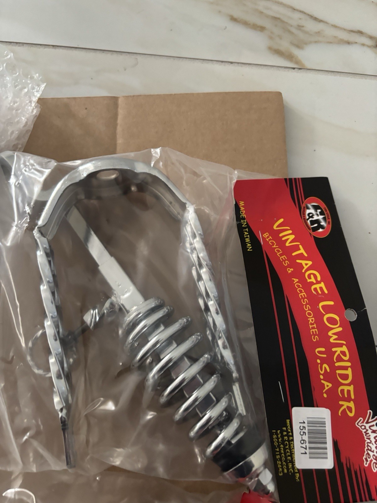 Lowrider Bike Springer Fork Slammer – Triple Square Twisted Crown Chrome.