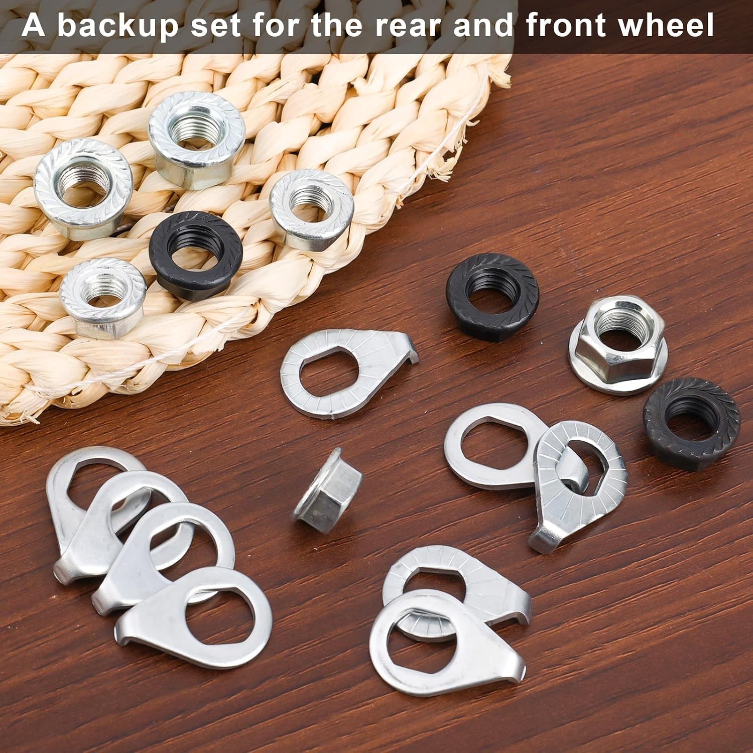 Bike Wheel Axle Nut and Safety Washer Kit – 12 Piece Set for All Bikes