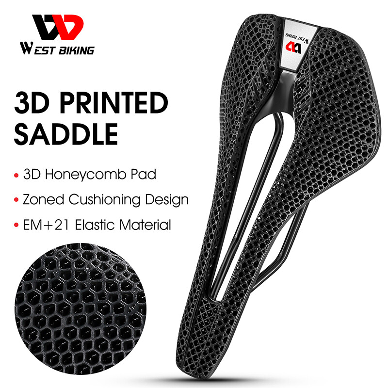 WEST BIKING Carbon Fiber Nylon 3D Printed Saddle Road Bike Hollow Bicycle Saddle