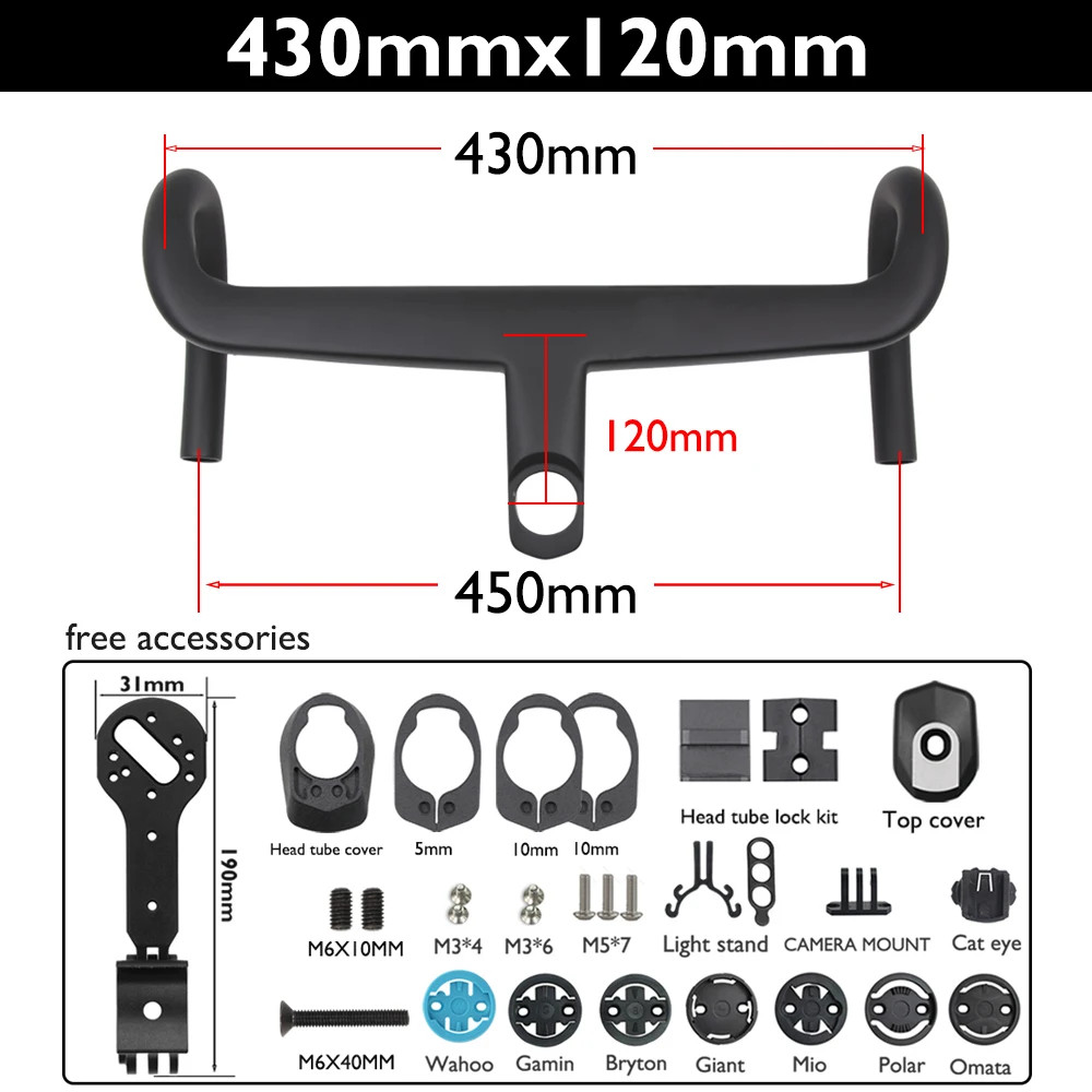 Carbon Grave Integrated Road Handlebar for C68/V5Rs/V4Rs 370-430mm with Mount