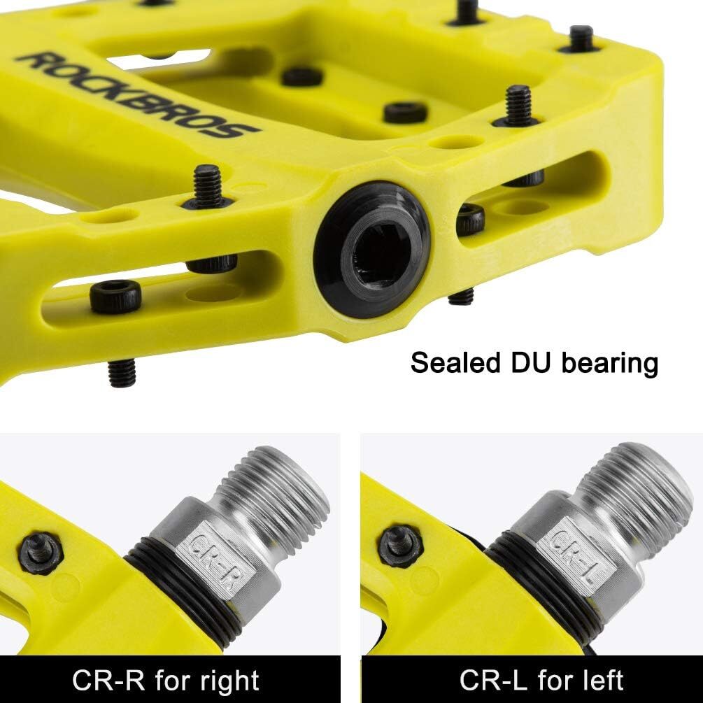 ROCKBROS MTB Road Bike Nylon Pedals Lightweight Widen 9/16″ DU Bearing Pedals