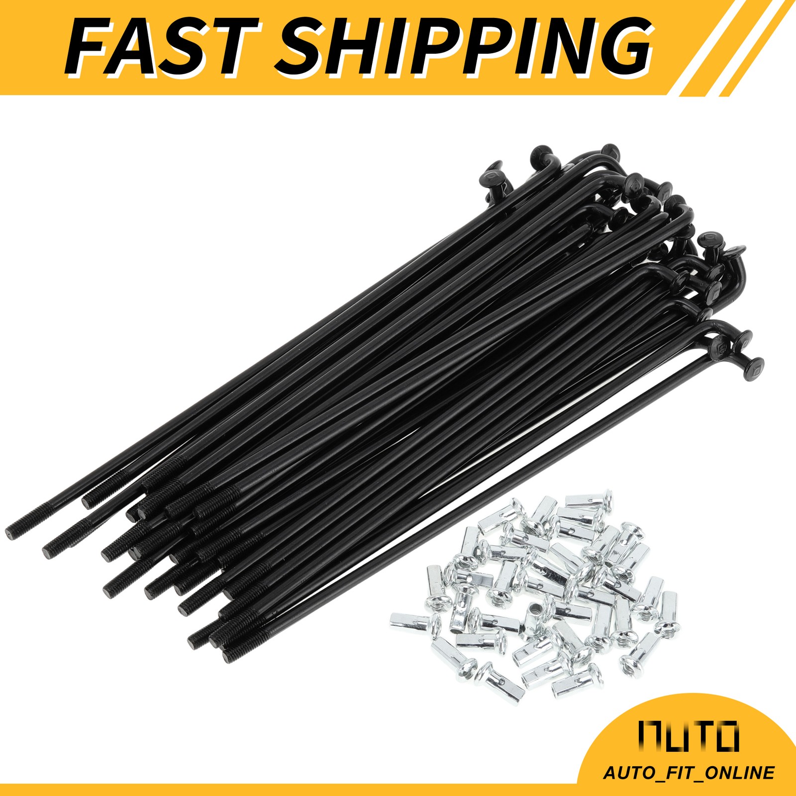 1 Set 12G 114mm Length Bicycle Spokes Nipple autobon Steel Black Universal