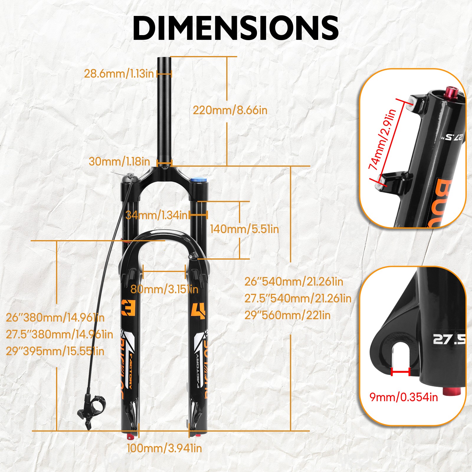 180/120mm Travel Air Suspension Fork 26/27.5/29 inch MTB XC Remote 34/32mm Tube
