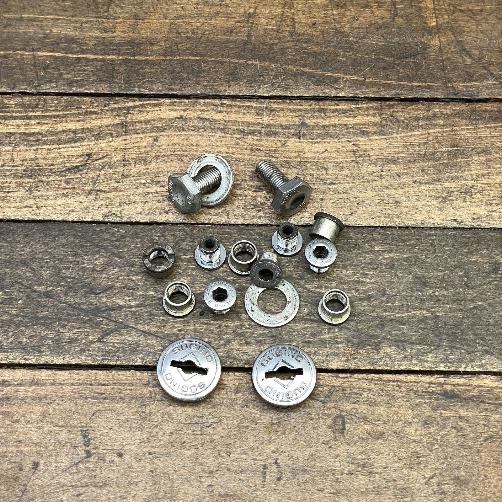 Vintage Sugino Chainring Bolts Dust Caps 75 Crank Hardware Lot 1980s Parts Kit