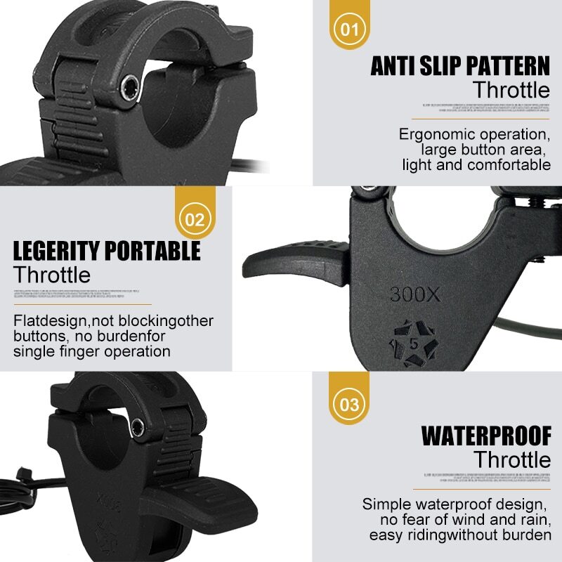 E-bike Thumb Throttle 3Pin Waterproof SM Connector Electric Scooter Accelerator