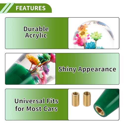 Flower Shift Knob Universal Gear Shifter Knob Acrylic Stick Shifter Lever Green