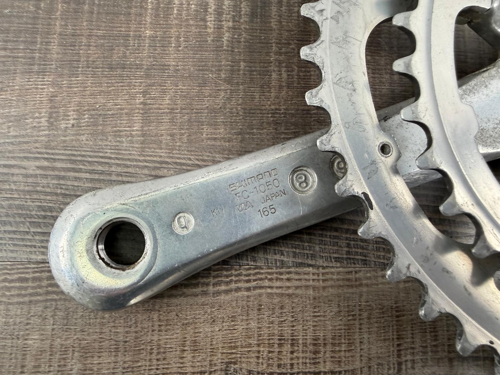 Vintage Shimano 105 Crankset 165mm FC-1050 Biopace 52/42 Double Square Taper