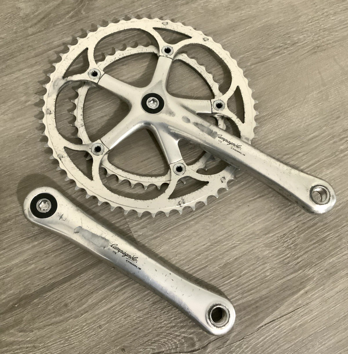 CAMPAGNOLO CHORUS CRANKSET DOUBLE 175 MM ARMS 53-39 TOOTH 7, 8 OR 9 SPEED