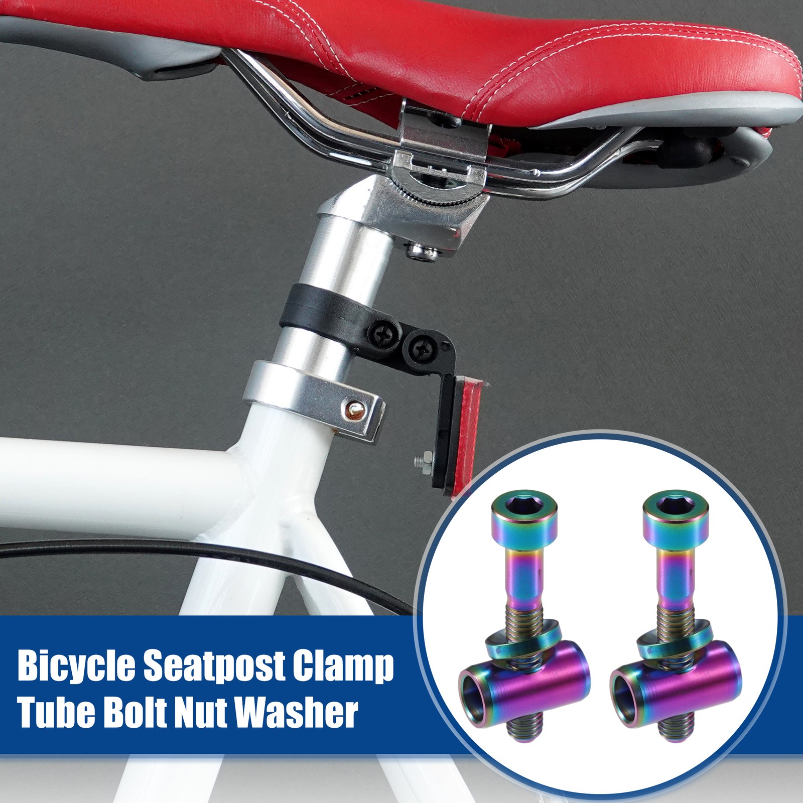 2 Set M5x30mm Bike Bicycle Seatpost Clamp Tube Bolt Nut Washer Assorted Color