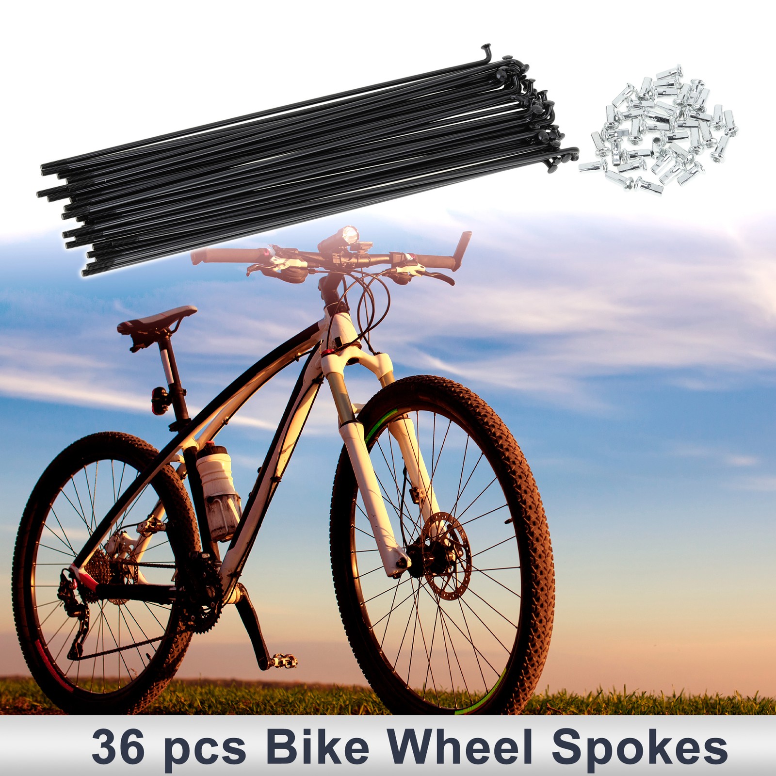 1 Set 12G 203mm Length Bicycle Spokes Nipple Carbon Steel Black Universal