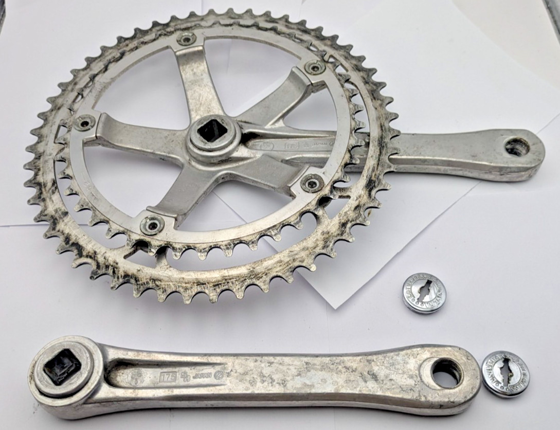 SAKAE SR SIGNATURE CRANKSET 175MM 42T 52T SILVER ALUMINUM DOUBLE JAPAN