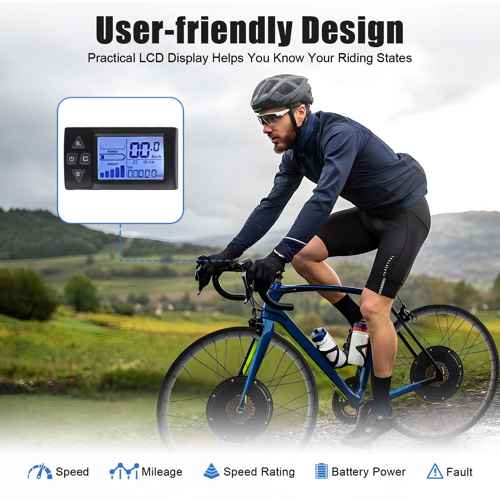48V 1500W 26″ Rear Hub Motor LCD E-Bike Electric Bicycle Conversion Kit Fat Tire
