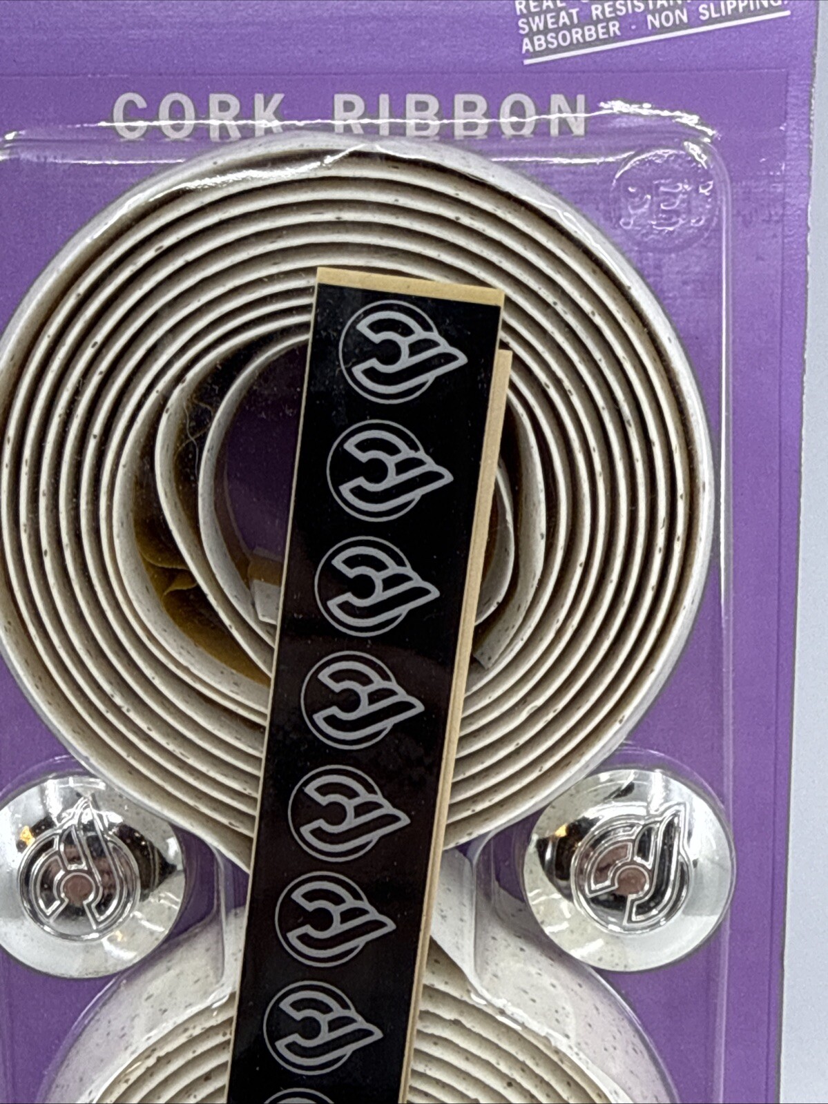 NOS VINTAGE Genuine Cinelli CORK Handlebar Tape WHITE Chrome Plugs MADE in ITALY