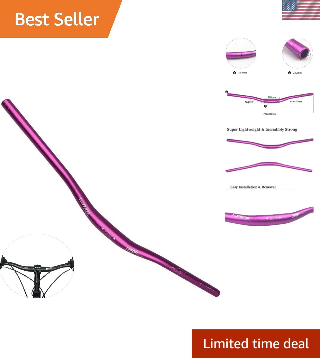 31.8mm MTB Riser Handlebar 780mm – Lightweight Aluminum for Off-Road Adventures