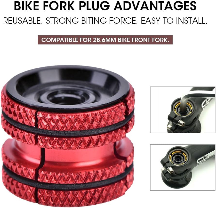 Headset Expander Plug, Headset Carbon Fork Compression Plug for 28.6mm(Red) Comp