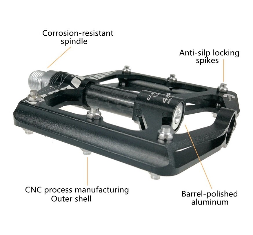 Aluminum Carbon Road MTB Mountain Bike XC AM Bicycle Pedal 3 Bearing Flat Pedals