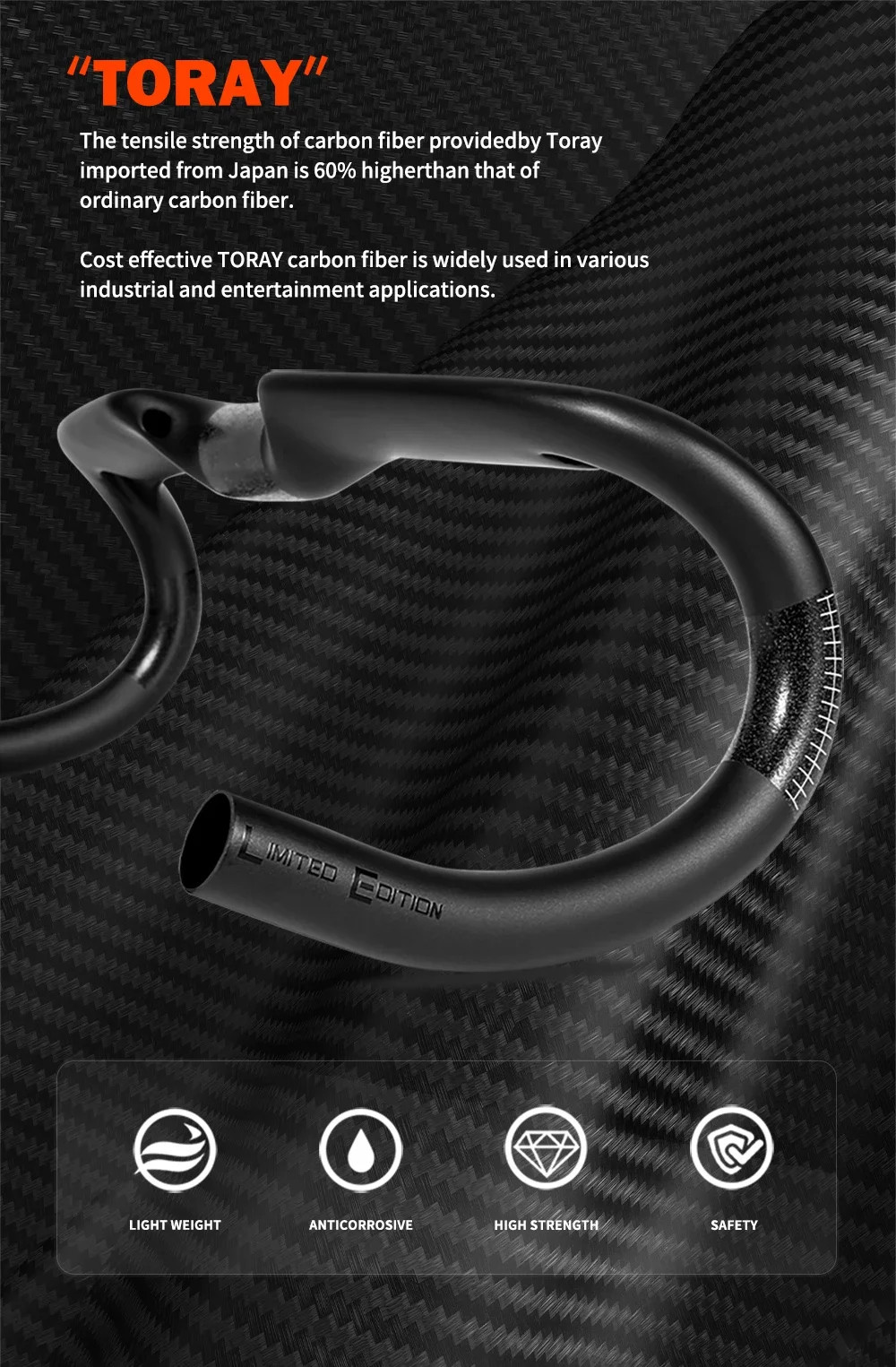 Ultralight Carbon Fiber Road Bicycle Handlebar Internal Routing Drop Handlebar