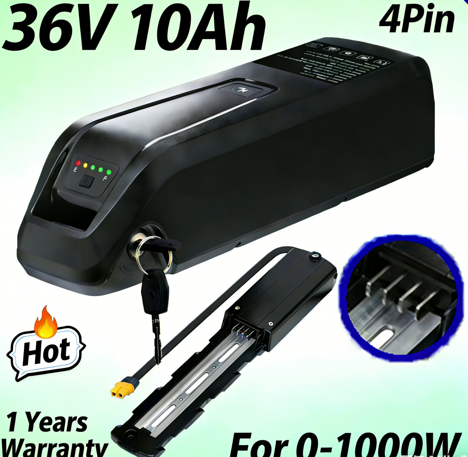 Hailong Lithium Ebike Battery 36/48/52V 10Ah/15Ah/20Ah F o 0-1500W 4Pin 5Pin