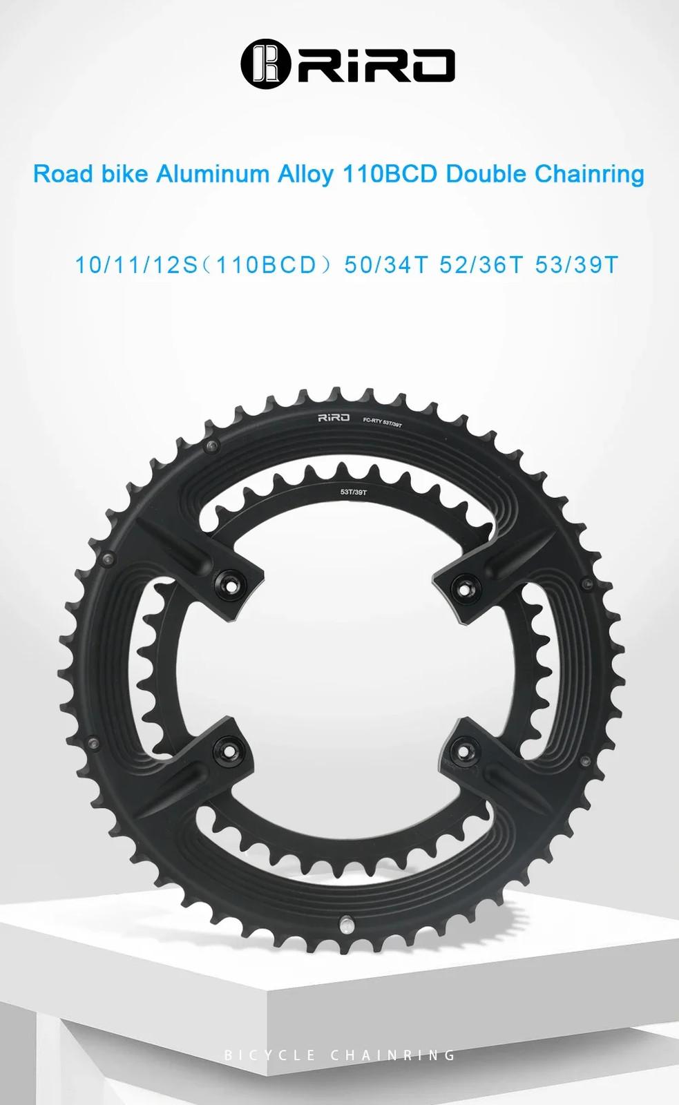 Road Bike 4 Bolt 110BCD Chainring 50-34T 52-36T 53-39T Crankset Round Chainwheel
