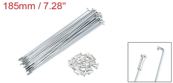 1 Set 14G 185mm Length Bicycle Spokes Nipple Carbon Steel Galvanized Universal