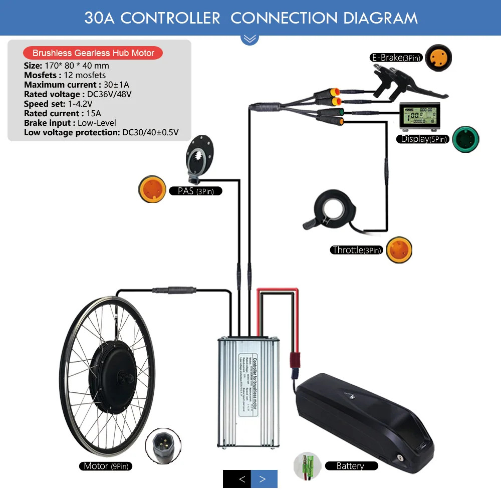 Electric Bicycle Conversion Kit 48V 1000W Rear Rotate Hub Motor Wheel