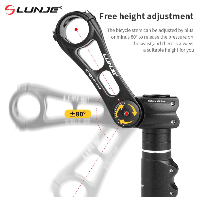 Adjustable Bicycle Handlebar Stem Variable 60/80 Degree Angle MTB Bike Riser Ult