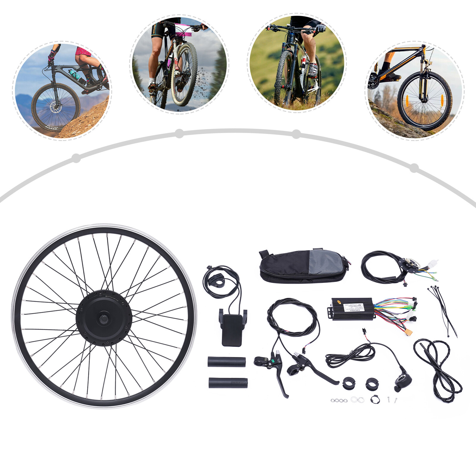 24″ 500W 36Volt E-Bike Front Wheel Electric Bicycle LCD Hub Motor Conversion Kit
