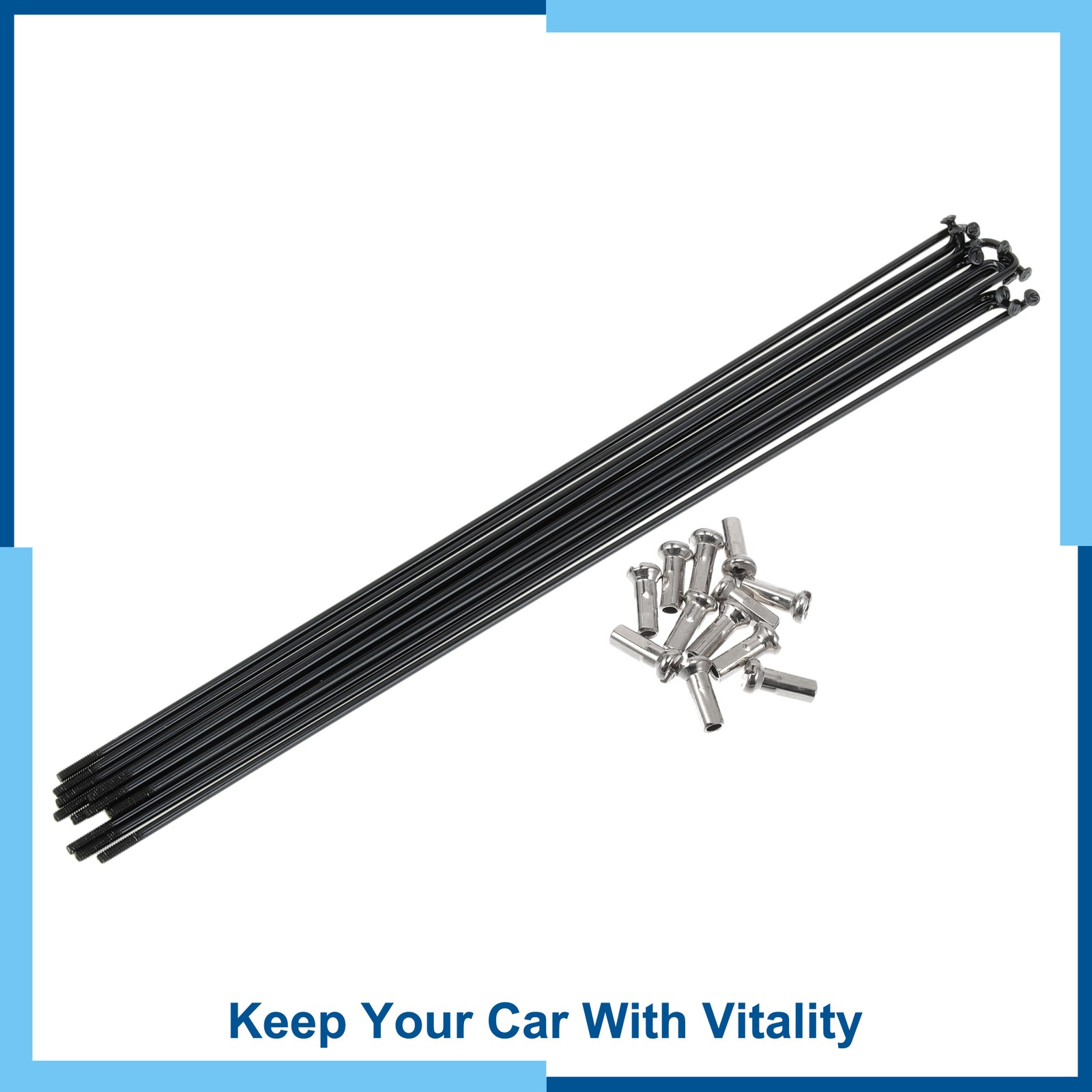 Set 14G 225mm Length Bicycle Spokes Nipple 304 Stainless Steel Black Universal