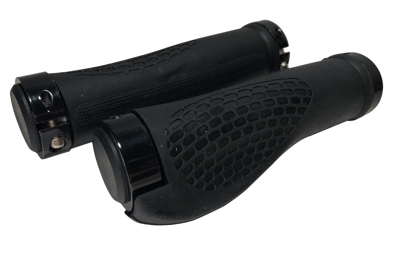 Lock on Black Ergonomic Bike Grips for MTB BMX Handlebar Grips with End Caps