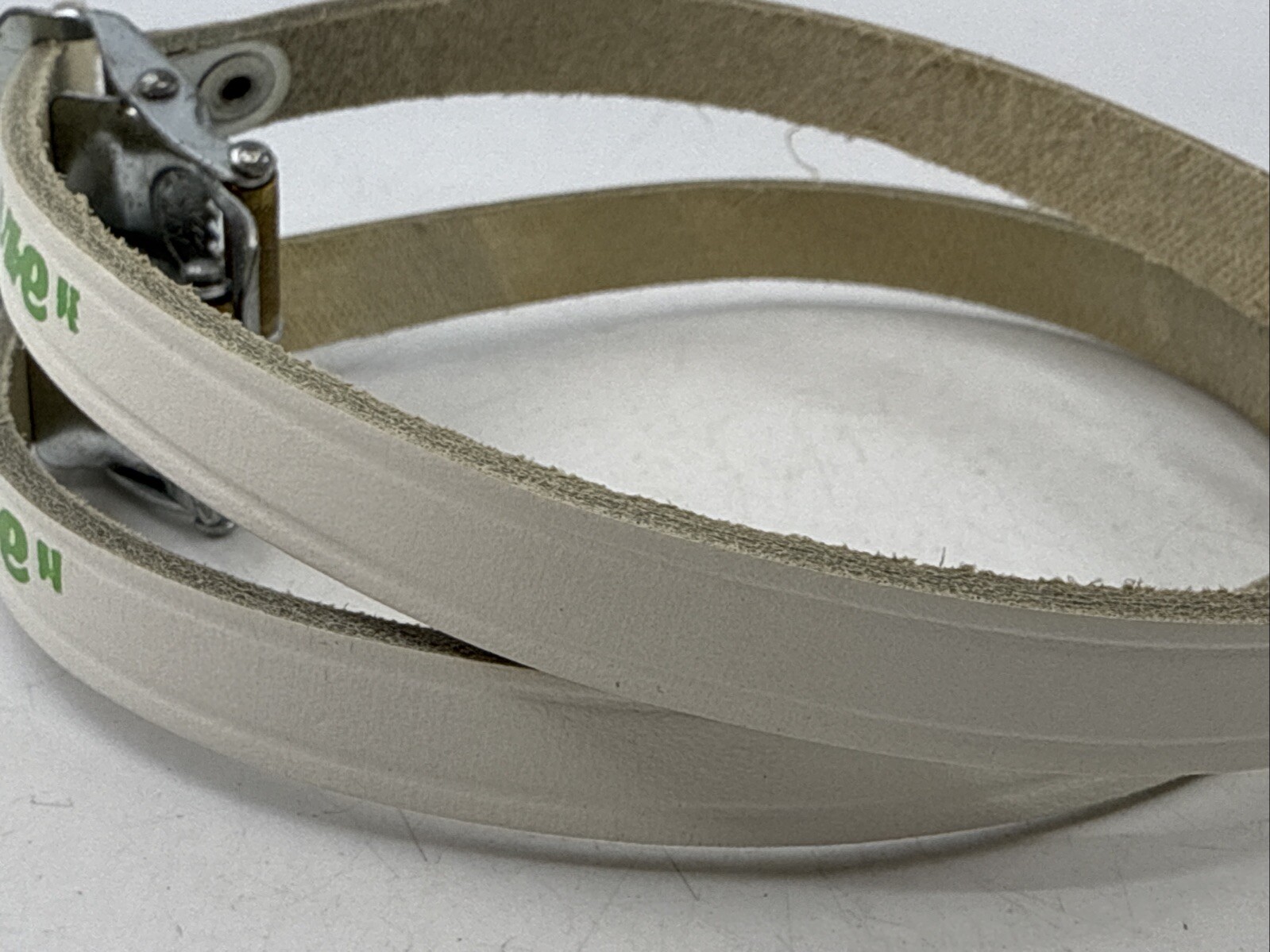 NOS Vintage Christope LAPIZE White Leather Toe Straps MADE in FRANCE
