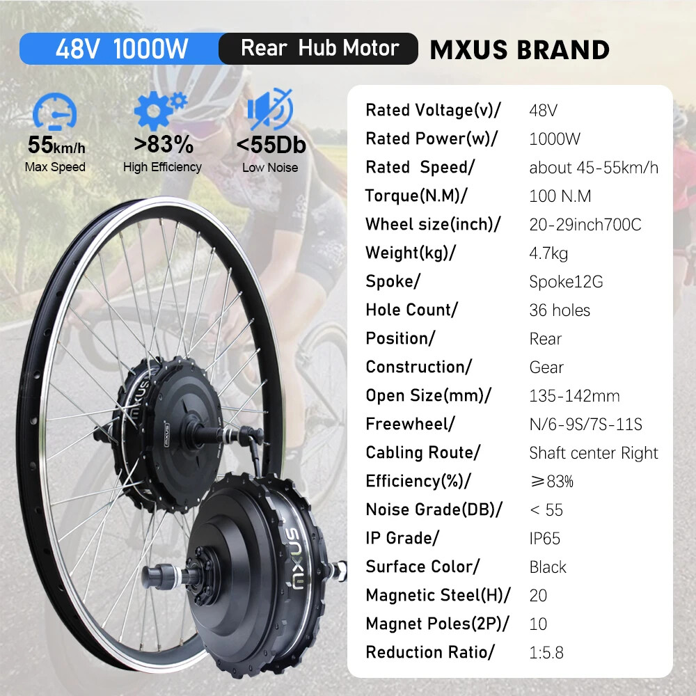Electric Bike Conversion Kit 48V 1000W High Speed Brushless Hub Motor Wheel