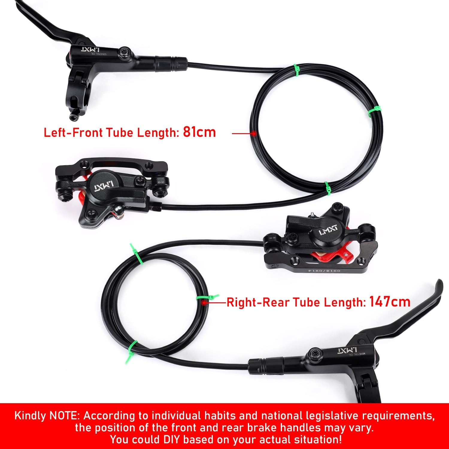 1 Pair MTB Disc Brake Set, Hydraulic Disc Brake Kit with 160Mm Rotors, Left Fron