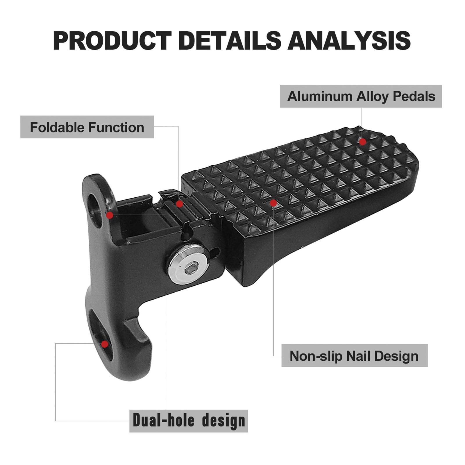 1 Pair Mini Folding Bicycle Rear Foot Pegs for Mountain Bike E-Bike