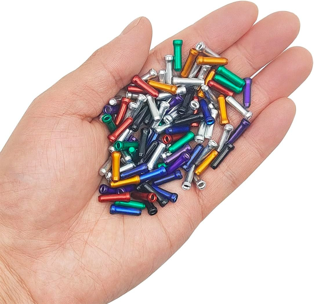 100 Pcs Bike Cable End Caps, Cable End Crimps, Derailleur Cable Tips, Bike Brake