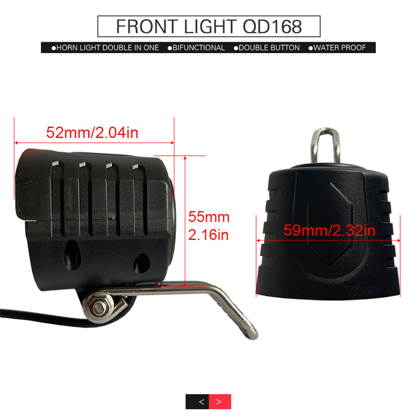 3 in 1 Headlight Tail Light Lamps kit with Switch for 36V/48V/52V/60V E-Bike
