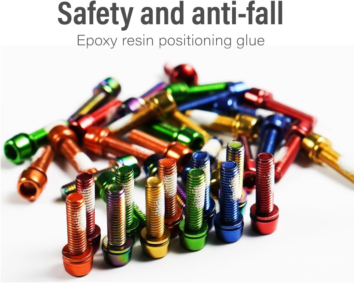 Bike Stem Bolts，Stem Bolts for BMX/MTB/Road Bike with Washers（Red/Blue/Orange/Gr