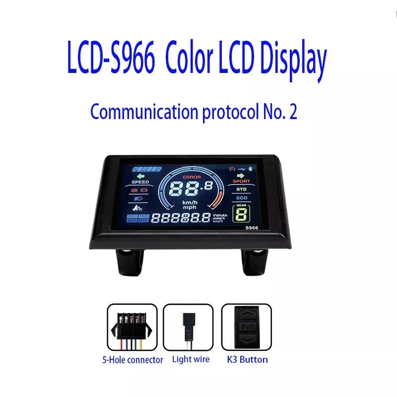 24-52VS966LCD ABS IP65 E-Bike Scooter Display Multi-func Waterproof EasyInstall