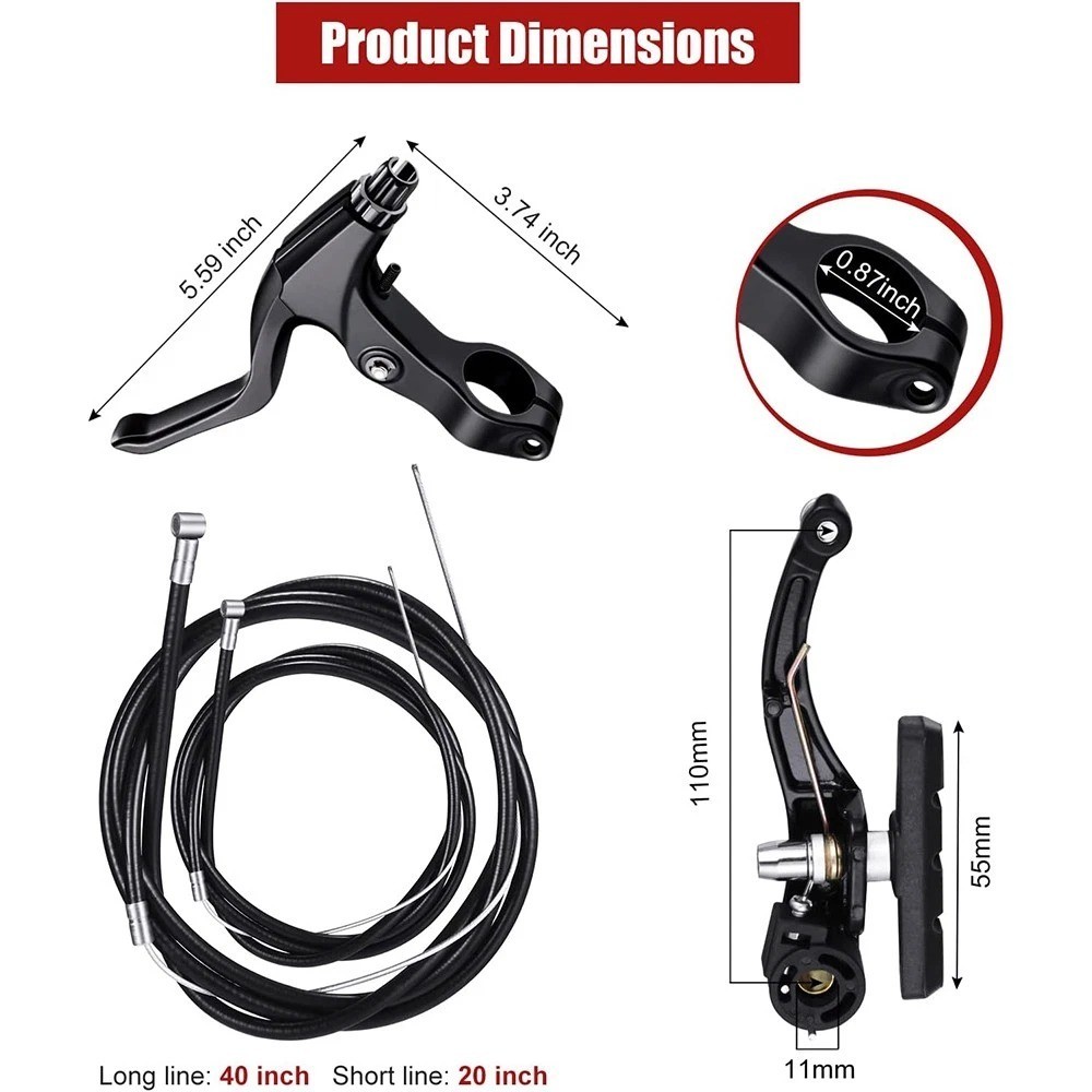 Mountain Bike V Brake Set Front and Rear MTB Hybrid Callipers Cables Lever Kit