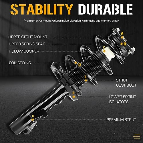Front Rear Complete Struts Shock Absorbers with Coil Spring Fit for Mazda 3