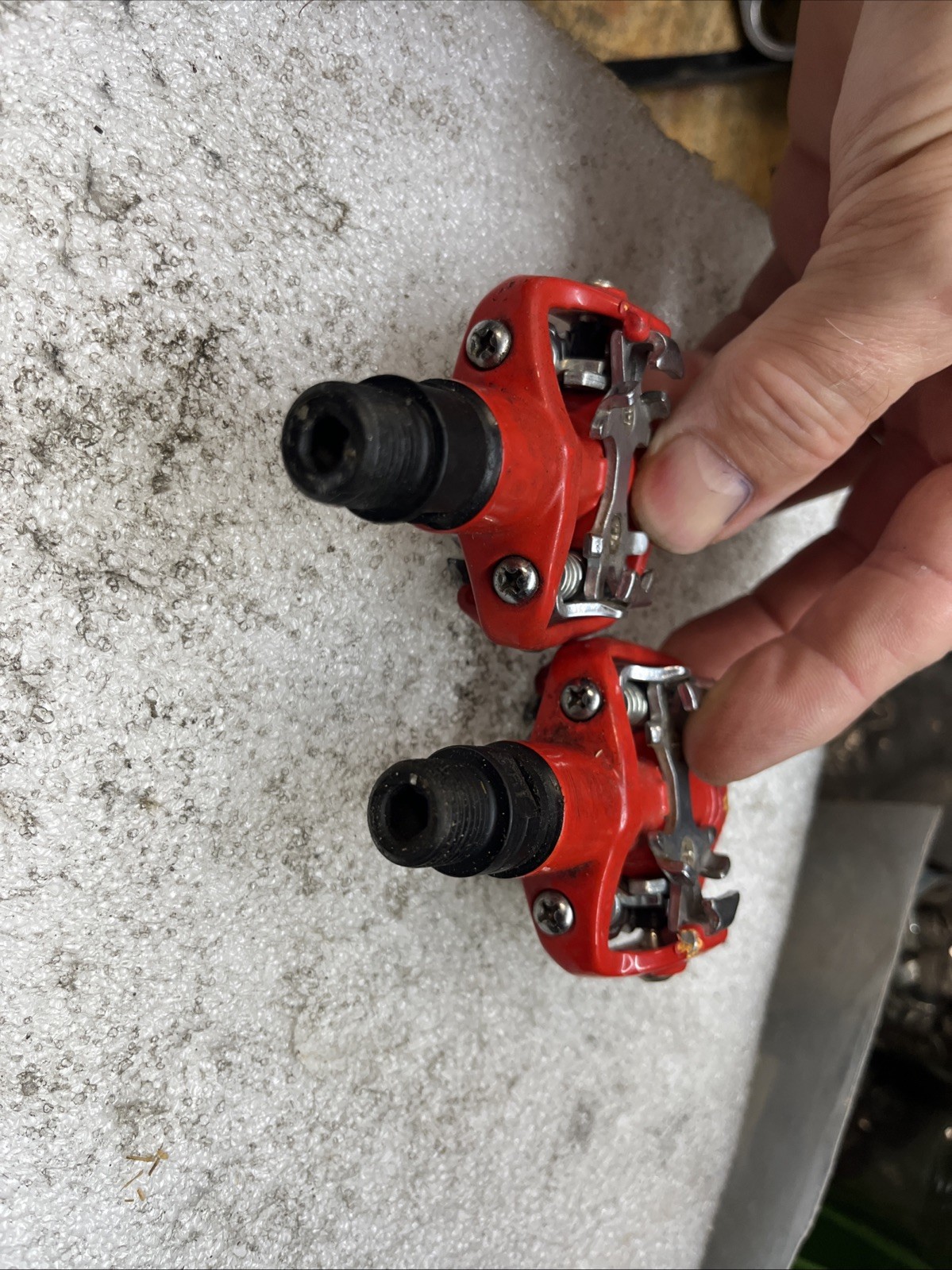 Wellgo Spd Clipless Pedals 9/16 Red Mtb Vintage