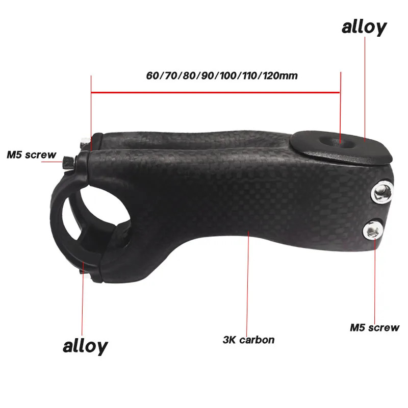 Carbon Stem -10 Degree Ultralight Road/MTB Bicycle Handlebar Stem Parts 60-120mm