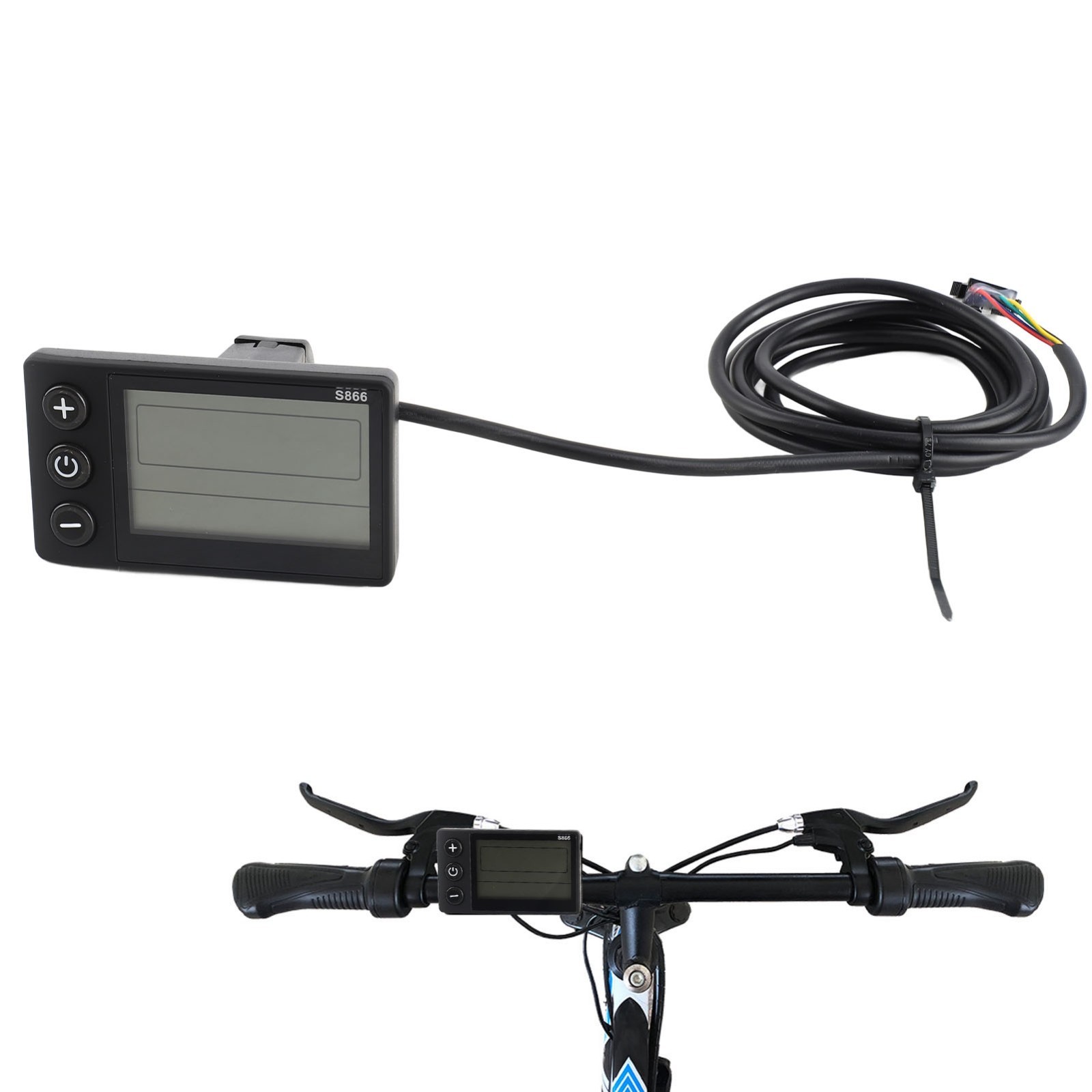 S866 LCD Display Meter 24V 36V 48V E-Bike Scooter Control Panel with SM Plug